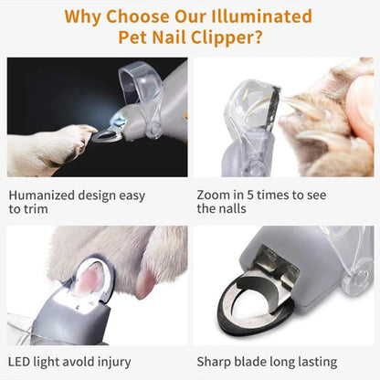 Pet Nail Clipper LED Light Replaceable Stainless Steel Blade