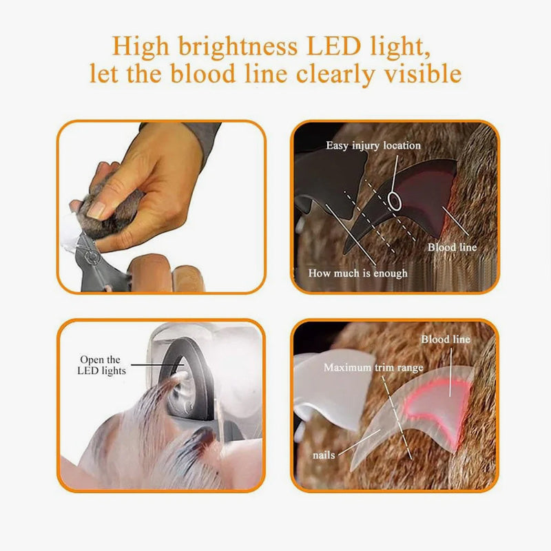 Pet Nail Clipper LED Light Replaceable Stainless Steel Blade