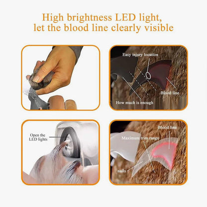 Pet Nail Clipper LED Light Replaceable Stainless Steel Blade