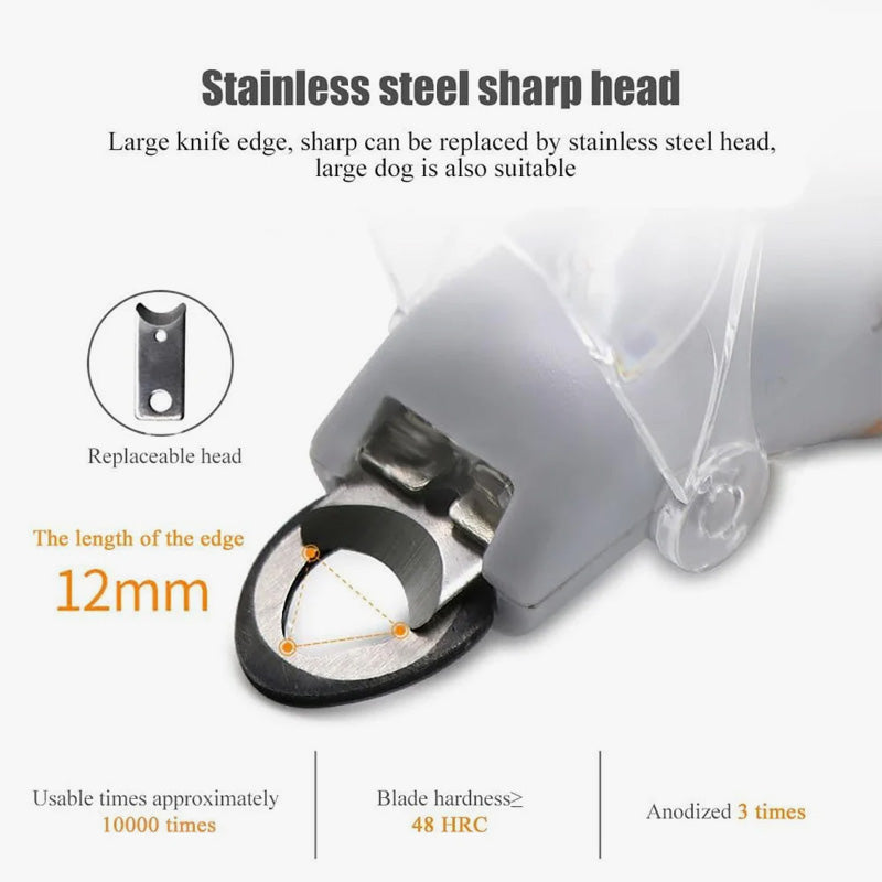 Pet Nail Clipper LED Light Replaceable Stainless Steel Blade