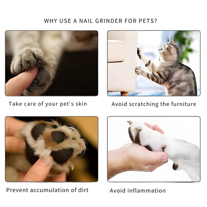 Pet Nail Grinder Whisper-Quiet USB Rechargeable 3 Attachments