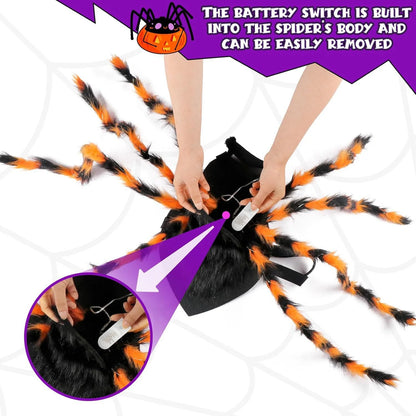 Pet Spider Costume Eight Plush Legs Adjustable Velcro