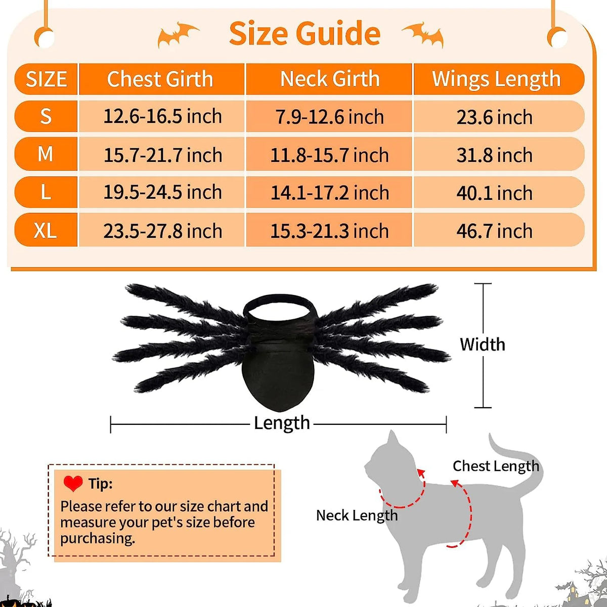 Pet Spider Costume Eight Plush Legs Adjustable Velcro