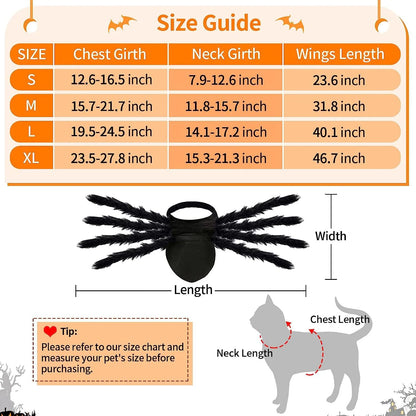 Pet Spider Costume Eight Plush Legs Adjustable Velcro