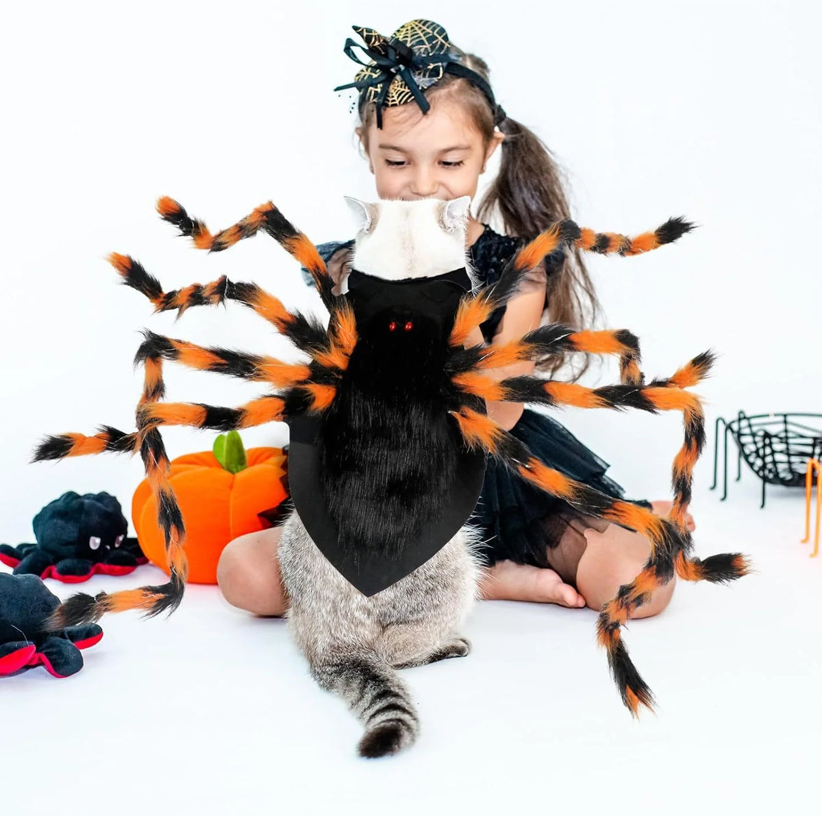 Pet Spider Costume Eight Plush Legs Adjustable Velcro