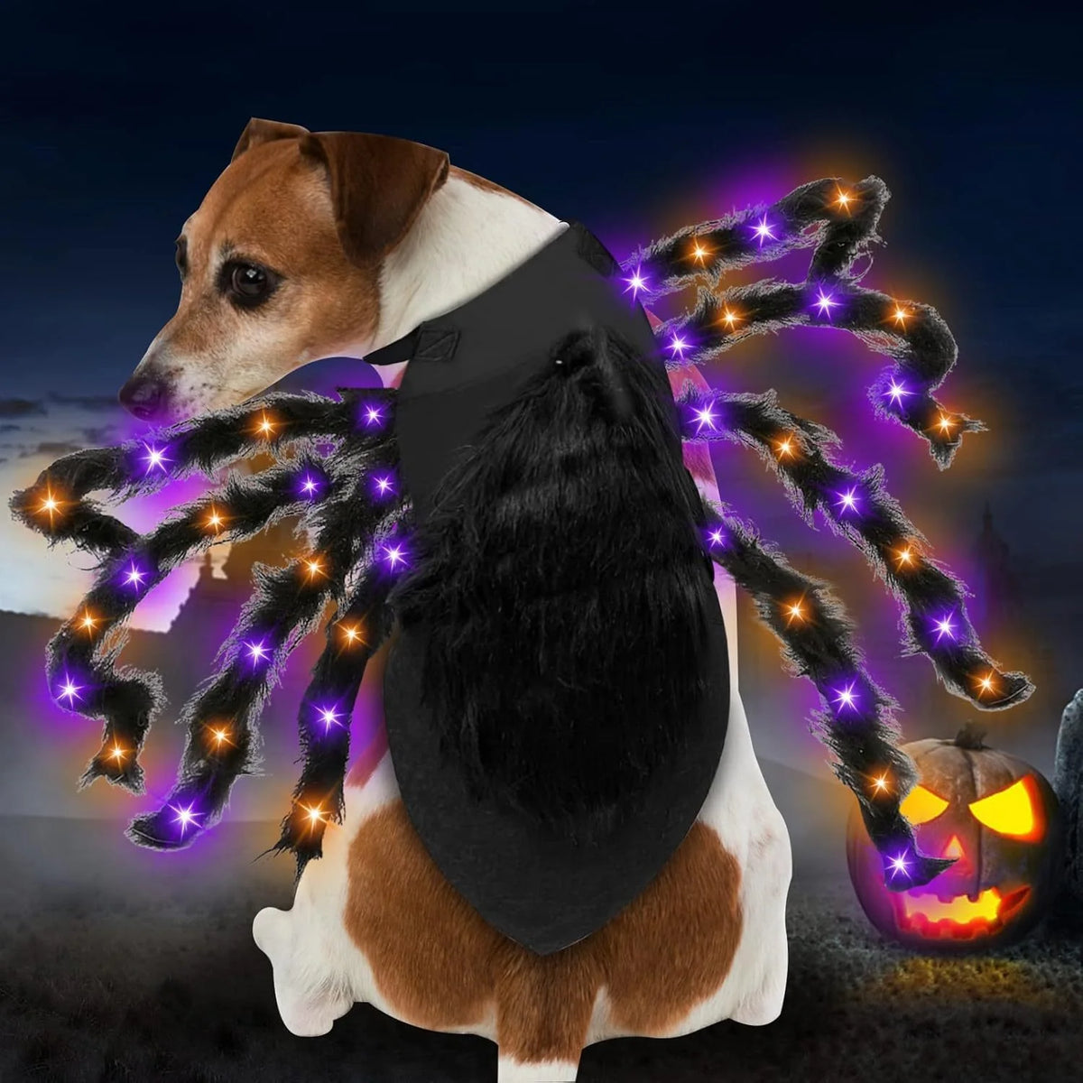Pet Spider Costume Eight Plush Legs Adjustable Velcro