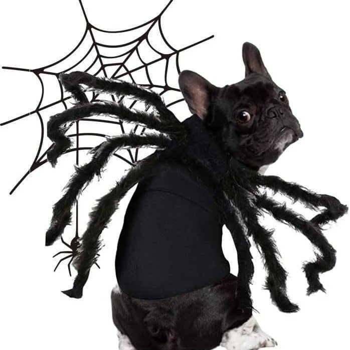 Pet Spider Costume Eight Plush Legs Adjustable Velcro