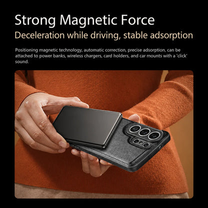Phone Case Genuine Leather Adjustable Stand Magnetic Wireless Charging-Compatible