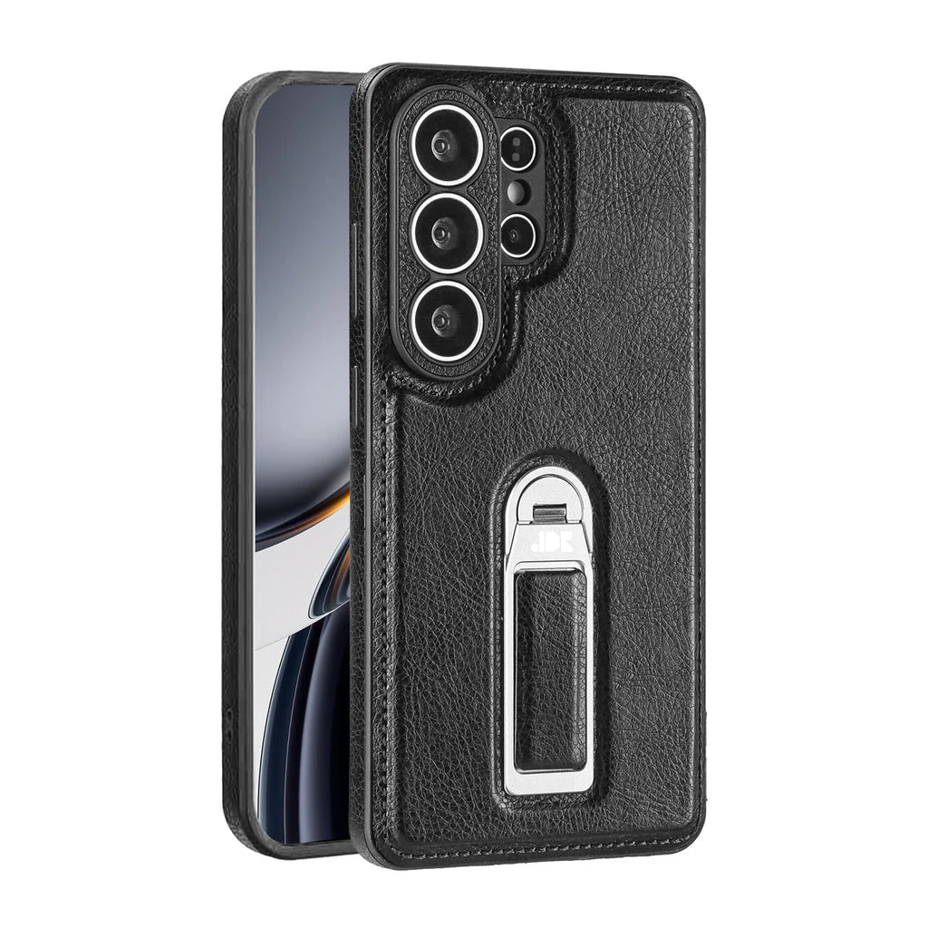 Phone Case Genuine Leather Adjustable Stand Magnetic Wireless Charging-Compatible