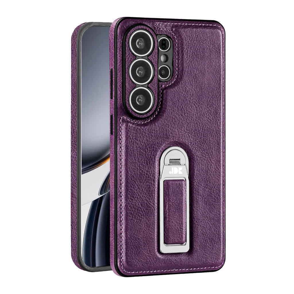 Phone Case Genuine Leather Adjustable Stand Magnetic Wireless Charging-Compatible