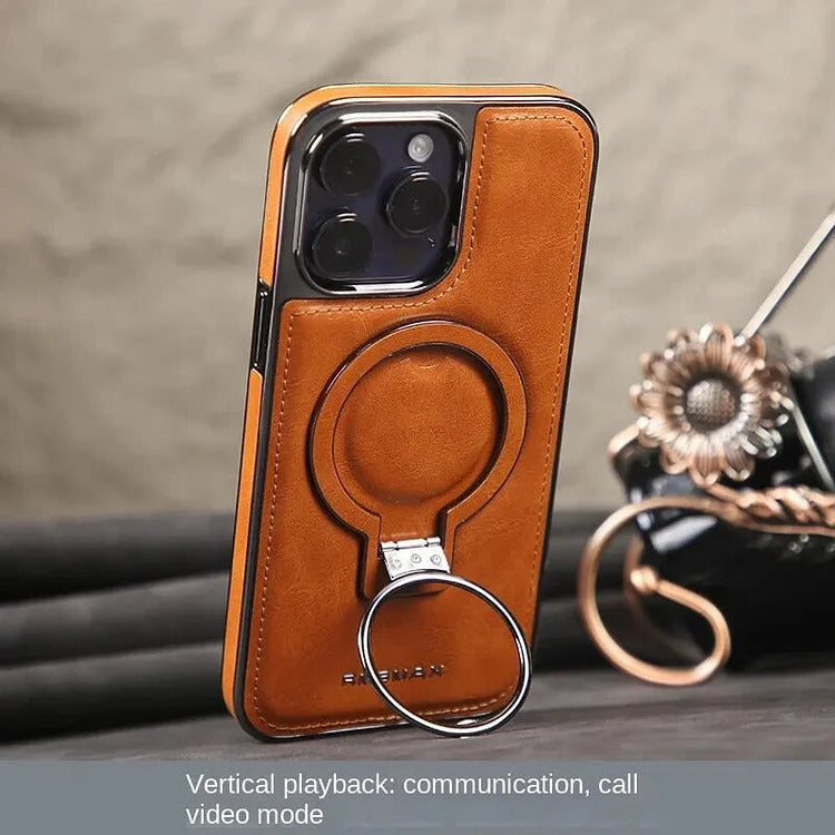 Phone Case Genuine Leather MagSafe Kickstand