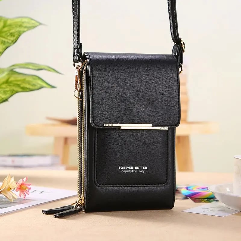 Phone Crossbody Bag Touchscreen Window & Waterproof Faux Leather