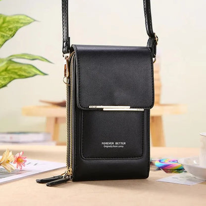 Phone Crossbody Bag Touchscreen Window & Waterproof Faux Leather