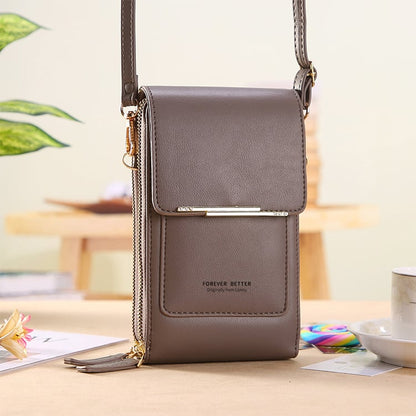 Phone Crossbody Bag Touchscreen Window & Waterproof Faux Leather