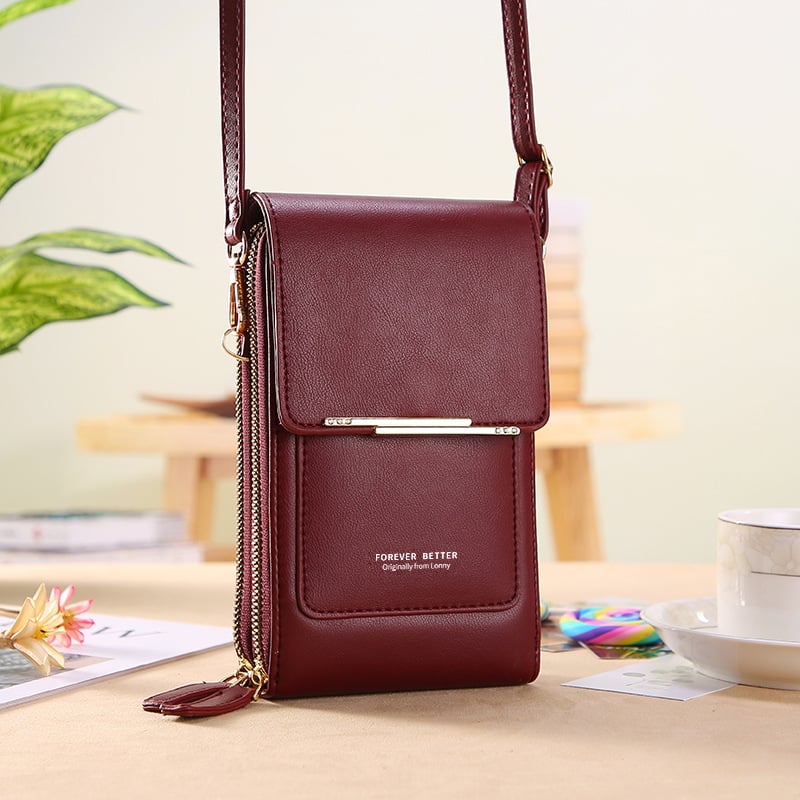 Phone Crossbody Bag Touchscreen Window & Waterproof Faux Leather