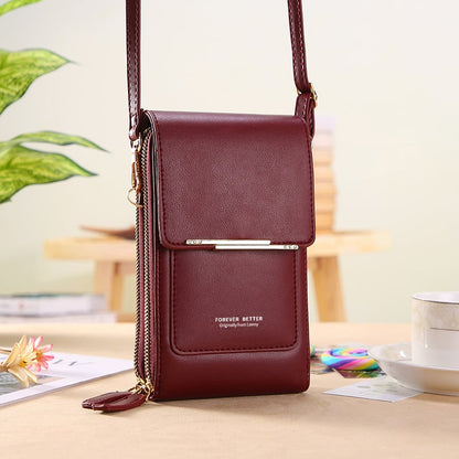 Phone Crossbody Bag Touchscreen Window & Waterproof Faux Leather