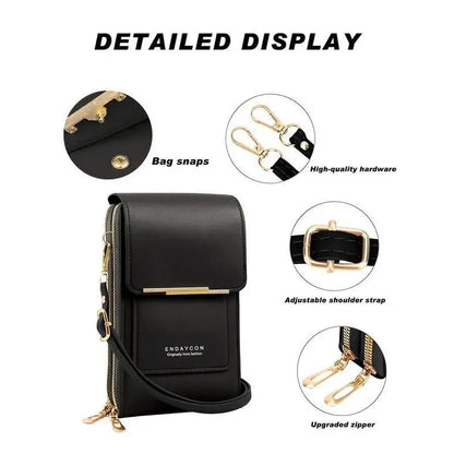 Phone Crossbody Bag Touchscreen Window & Waterproof Faux Leather