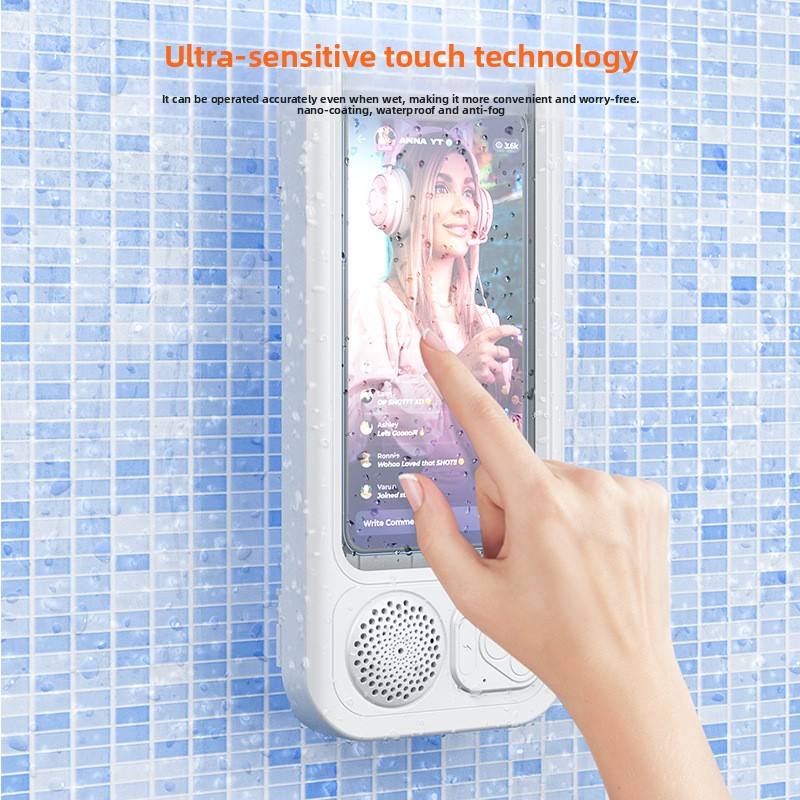 Phone Holder Waterproof Built-In Bluetooth Speaker Touchscreen-Friendly