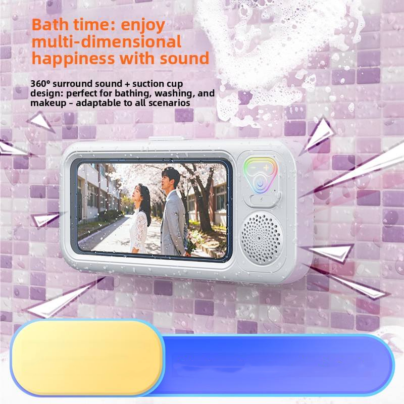 Phone Holder Waterproof Built-In Bluetooth Speaker Touchscreen-Friendly