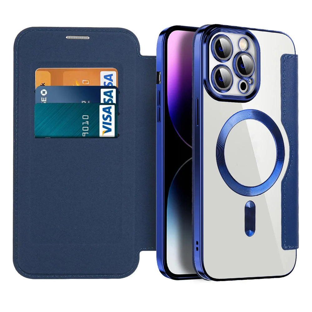 Phone Wallet Case RFID-Blocking Shockproof Built-In Stand