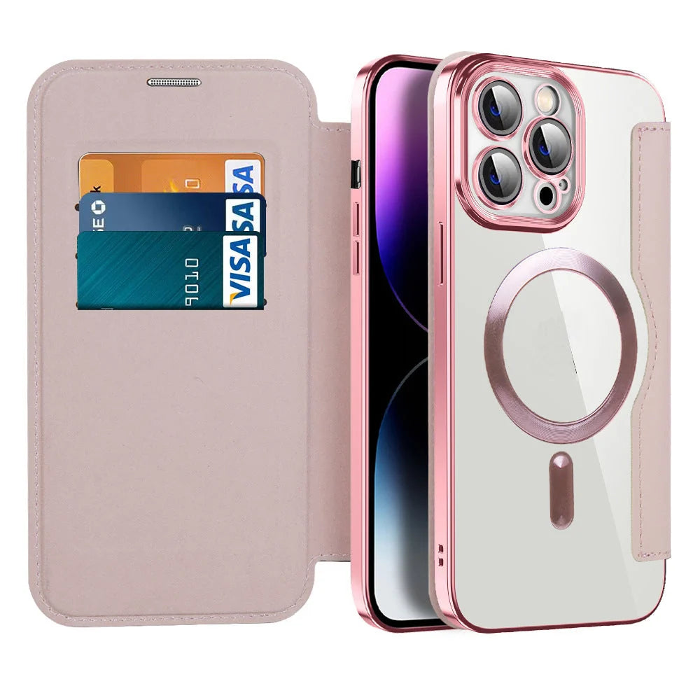 Phone Wallet Case RFID-Blocking Shockproof Built-In Stand