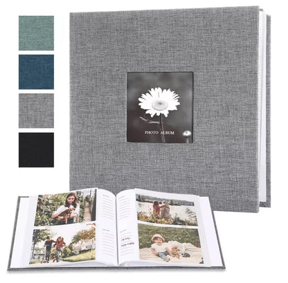Photo Album Linen Cover Writable Interleaf Pages Acid-Free Paper