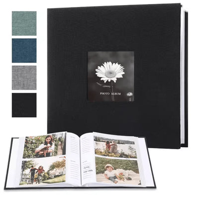 Photo Album Linen Cover Writable Interleaf Pages Acid-Free Paper