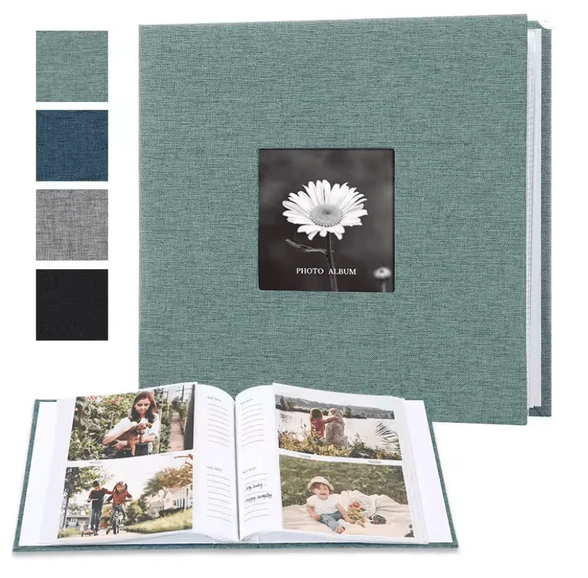 Photo Album Linen Cover Writable Interleaf Pages Acid-Free Paper