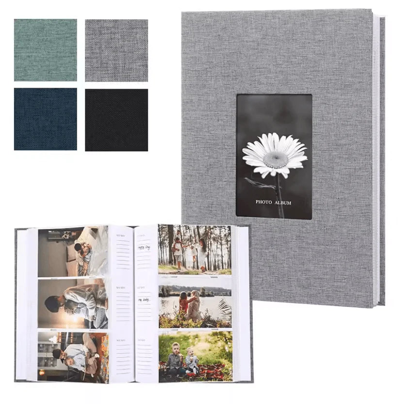 Photo Album Linen Cover Writable Interleaf Pages Acid-Free Paper