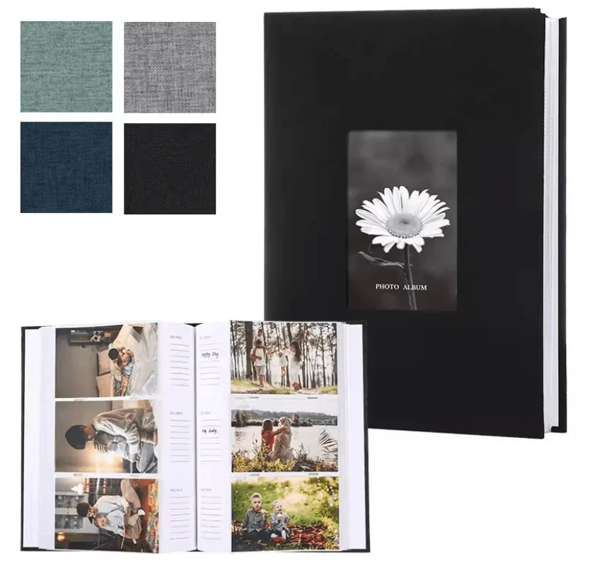 Photo Album Linen Cover Writable Interleaf Pages Acid-Free Paper