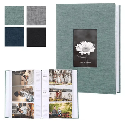 Photo Album Linen Cover Writable Interleaf Pages Acid-Free Paper