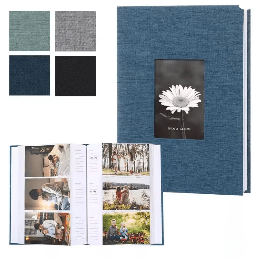 Photo Album Linen Cover Writable Interleaf Pages Acid-Free Paper