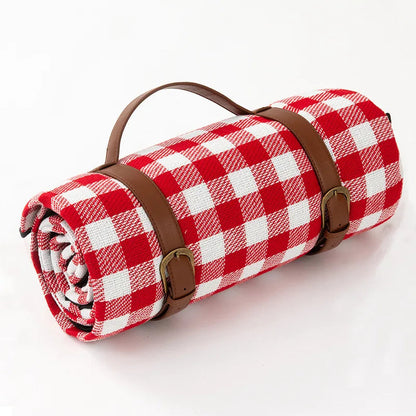 Picnic Blanket Waterproof & Padded Foldable Leather Strap
