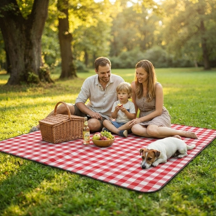 Picnic Blanket Waterproof & Padded Foldable Leather Strap