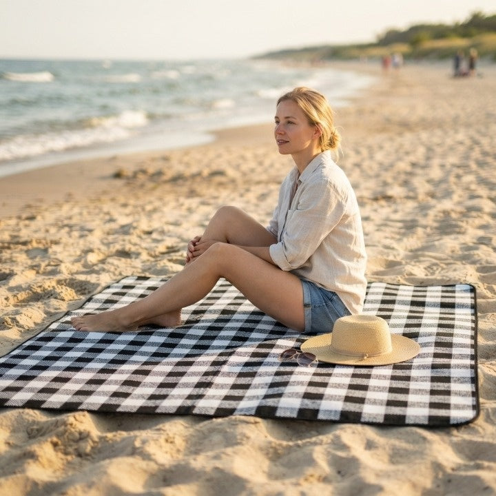 Picnic Blanket Waterproof & Padded Foldable Leather Strap