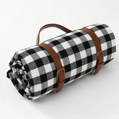 Picnic Blanket Waterproof & Padded Foldable Leather Strap