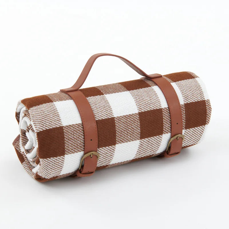 Picnic Blanket Waterproof & Padded Foldable Leather Strap