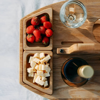 Picnic Table Foldable Wood Wine & Snack Holders