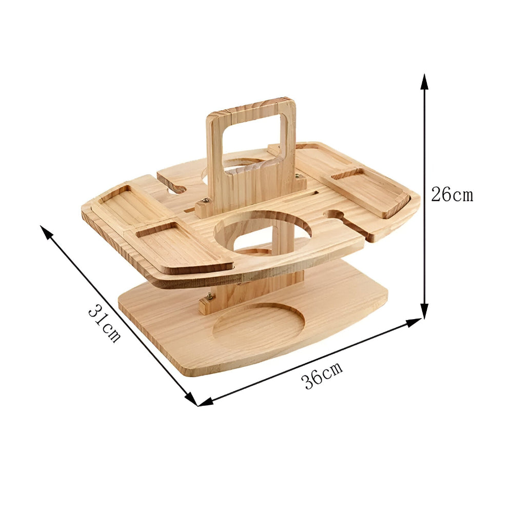 Picnic Table Foldable Wood Wine & Snack Holders