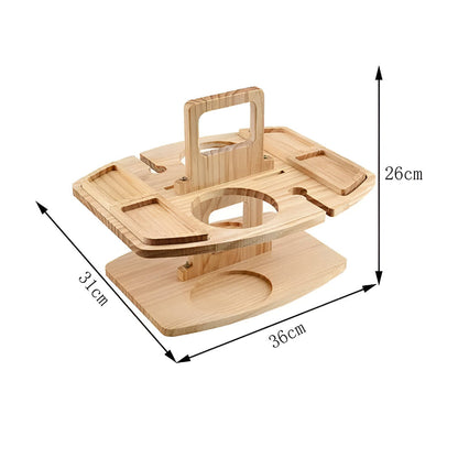Picnic Table Foldable Wood Wine & Snack Holders