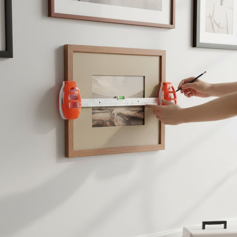 Picture Hanging Level Built-In Marking Pins & Ruler