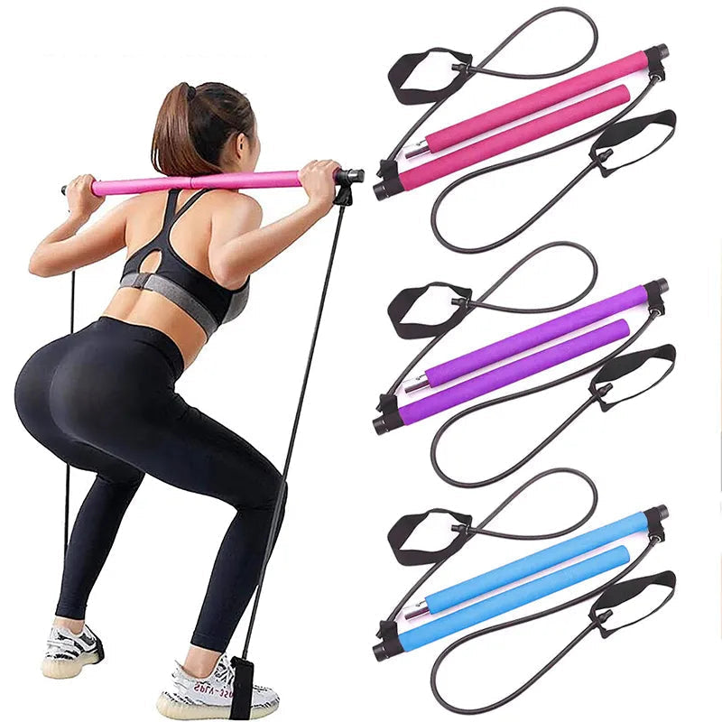Pilates Bar Portable Integrated Resistance Bands & Foot Loops