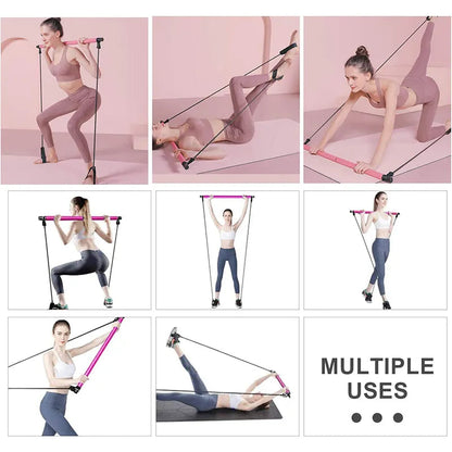 Pilates Bar Portable Integrated Resistance Bands & Foot Loops