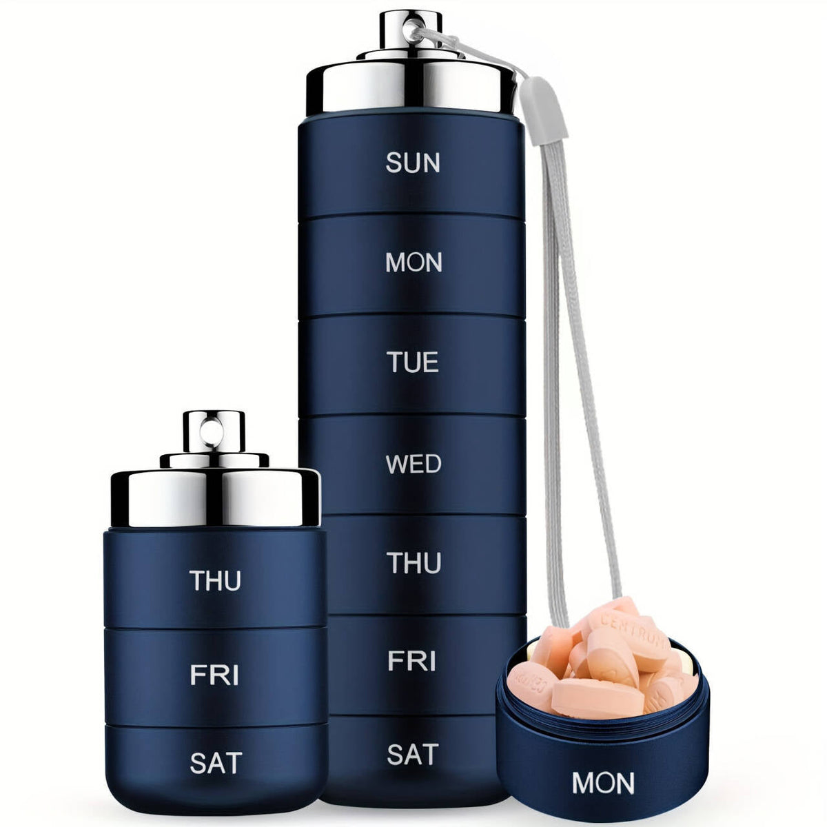 Pill Organizer 7-Day Waterproof Aluminum Twist-Lock