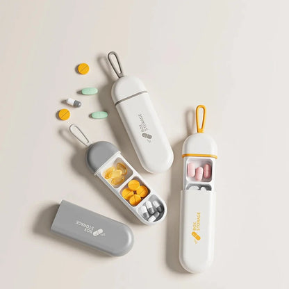 Pill Organizer Compact Travel Case Secure Lid