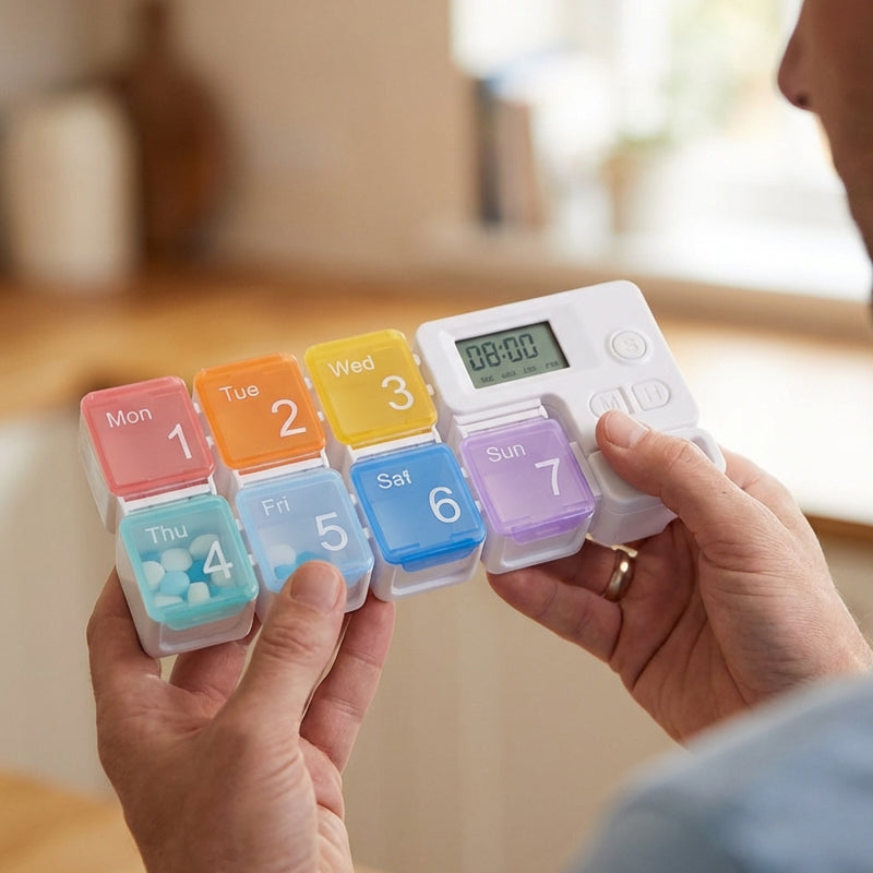 Pill Organizer Digital 4 Daily Alarms Backlit LCD