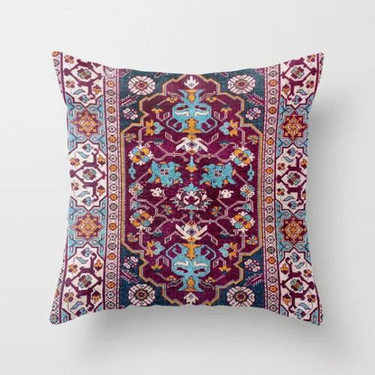 Pillow Cover Oriental Print Soft Plush Hidden Zipper