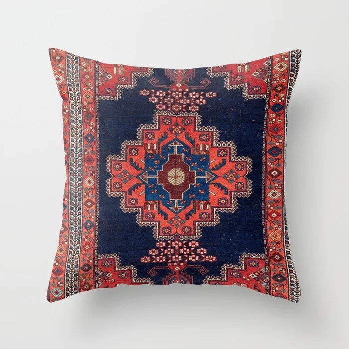 Pillow Cover Oriental Print Soft Plush Hidden Zipper