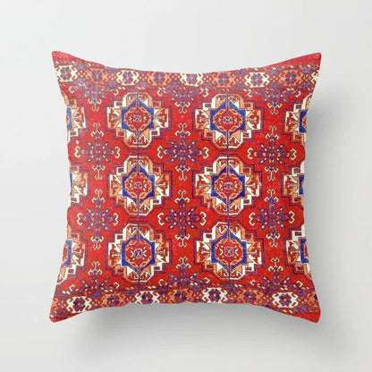 Pillow Cover Oriental Print Soft Plush Hidden Zipper