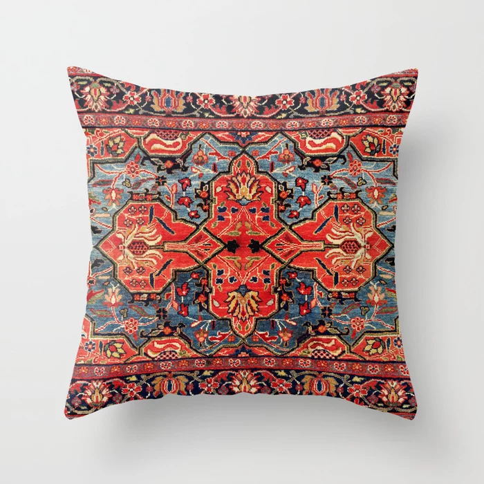 Pillow Cover Oriental Print Soft Plush Hidden Zipper